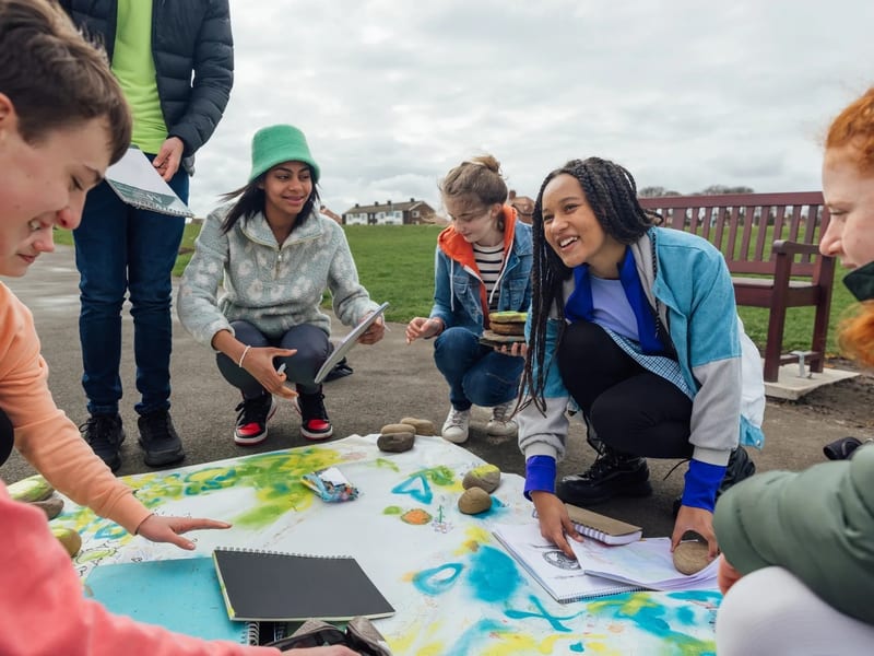 Community gathering around public art